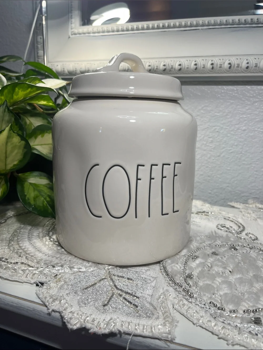 NWOT Rae Dunn Glazed Ceramic Canister w/ Lid